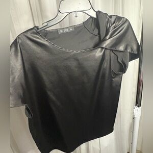 UE Black Satin Short Sleeve Top